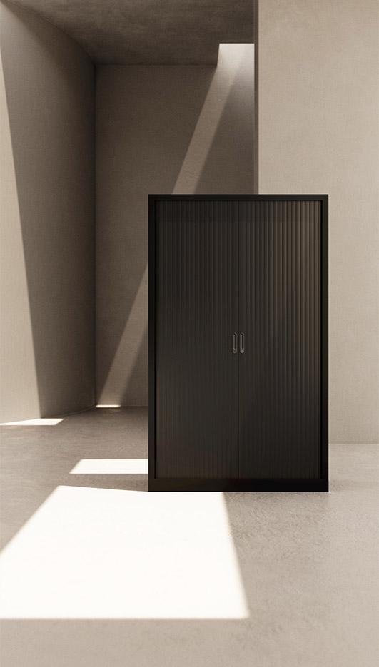 Armoire en métal à rideaux ou portes battante mélaminé, gamme Molina haute - France Bureau